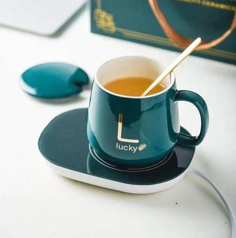 Lucky Coffee Cup and Saucer™- Taza con calentador eléctrico